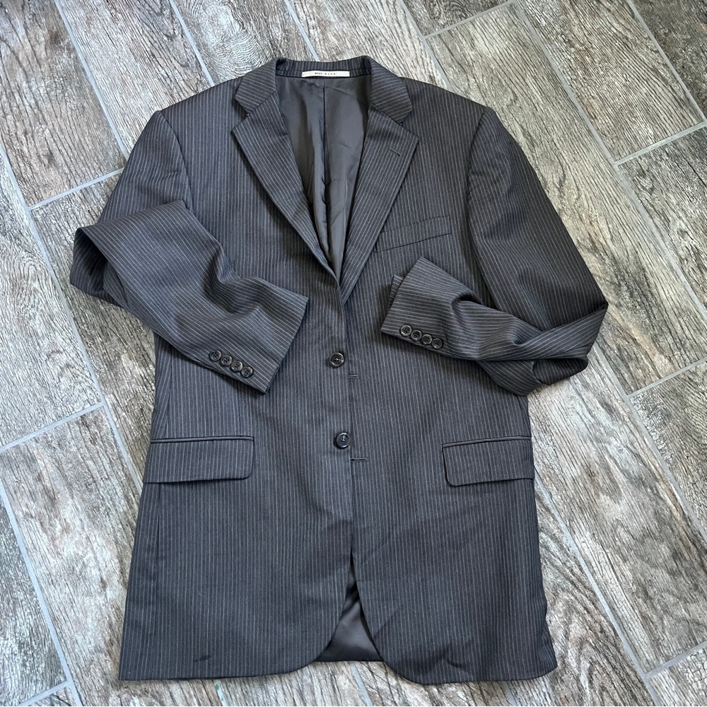 Burberry London Pinstriped Blazer, Brown Blue, 100% Wool, Men’s Size 40 Long - Picture 14 of 15